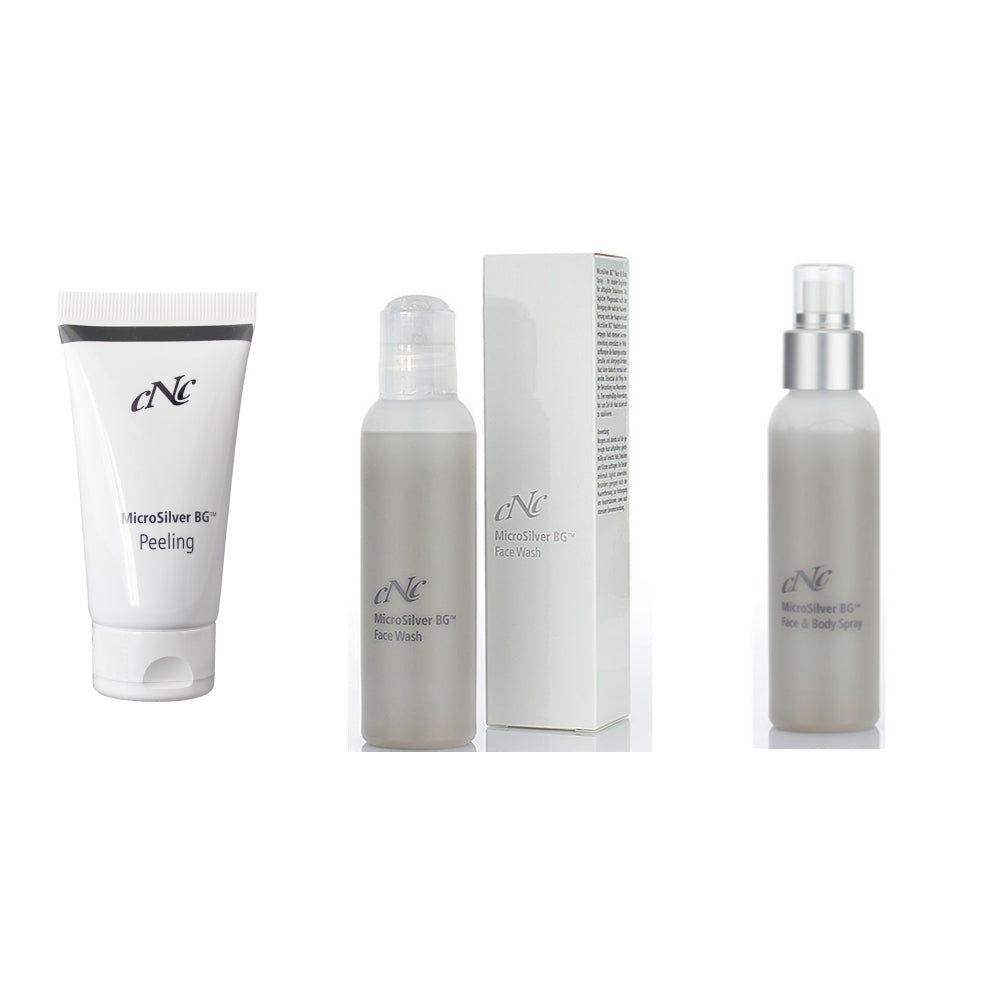 CNC MicroSilver BG™ Peeling - Face Wash - Face & Body Spray - Sparpaket 250 ml